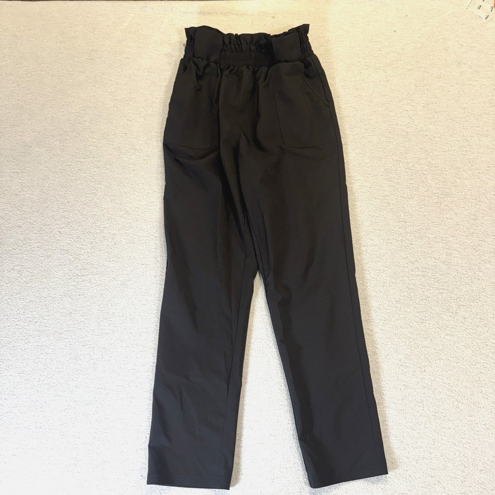 GRACE KARIN Womens Cropped‎ Paper Bag Waist Pants with Pockets Medium Black